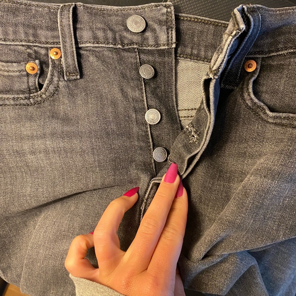 Levis Wedgie Skinny Jeans Womens 25 Button Fly 25x26 Dark Gray - Picture 2 of 7